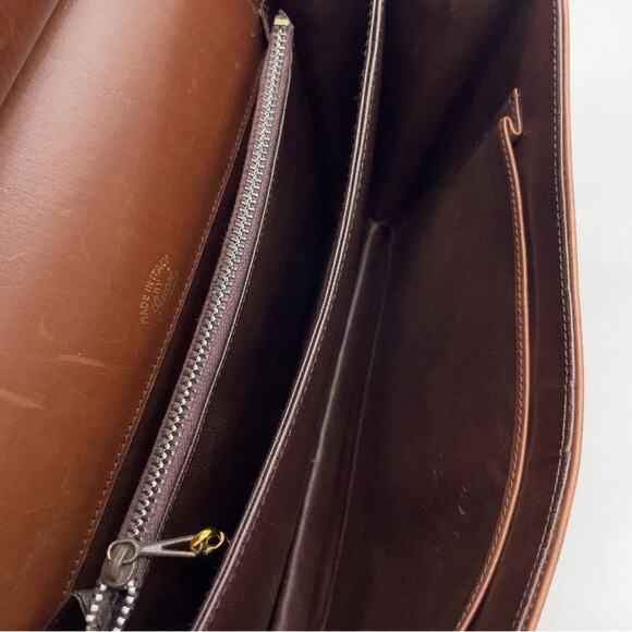 Vintage Gucci GG Hardware Leather Brown Flap Hand Bag W/Dust bag - Picture 9 of 16